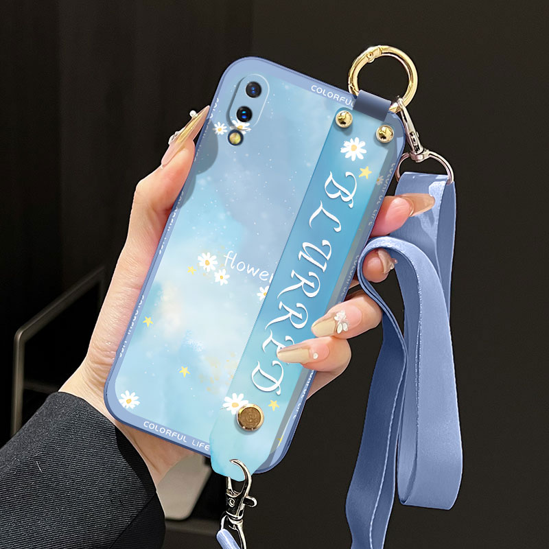 适用于vivoX23手机壳x23幻彩版液态腕带支架软壳v1809A小清新渲染小碎花女款背带防摔全包新款保护套个性超薄