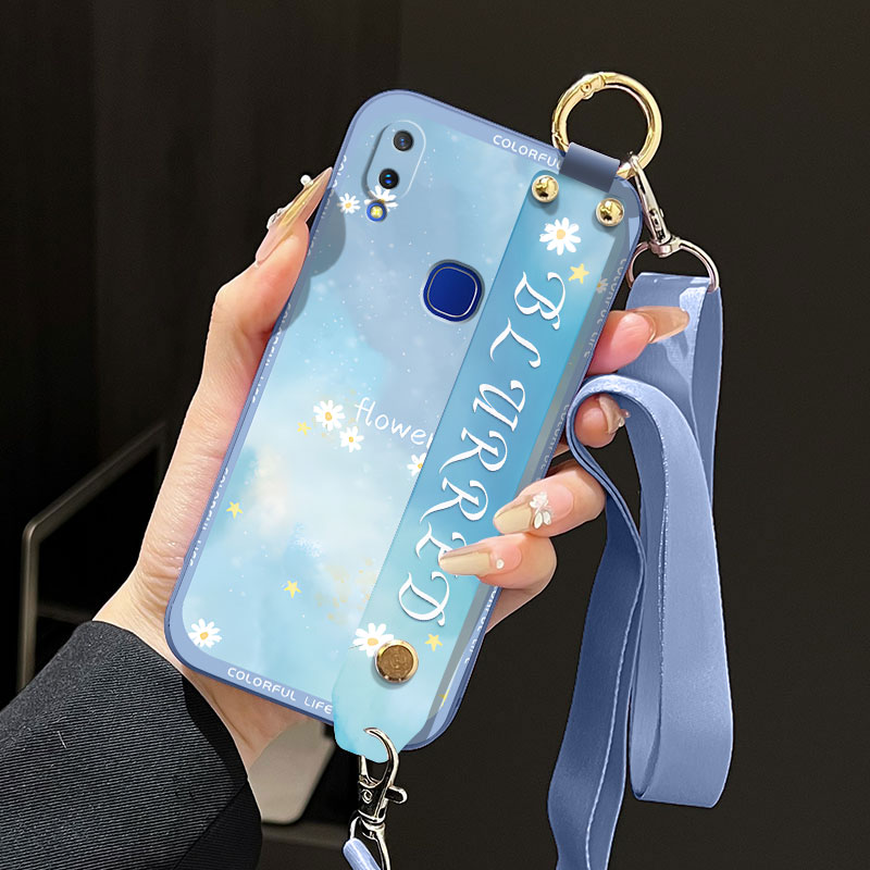 适用于vivoZ1手机壳v1801a0液态腕带支架软壳 y85小清新v1vo v9渲染小碎花女款背带防摔全包新款保护套个性潮
