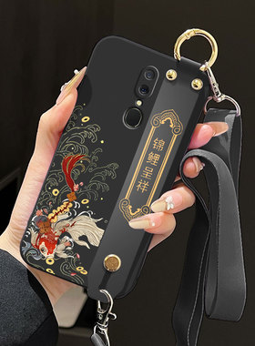 适用oppoA9x手机壳a9液态腕带支架软壳PCAM10中国风opppa吉祥锦鲤好运全包直边斜跨背带保护套防摔磨砂简约潮