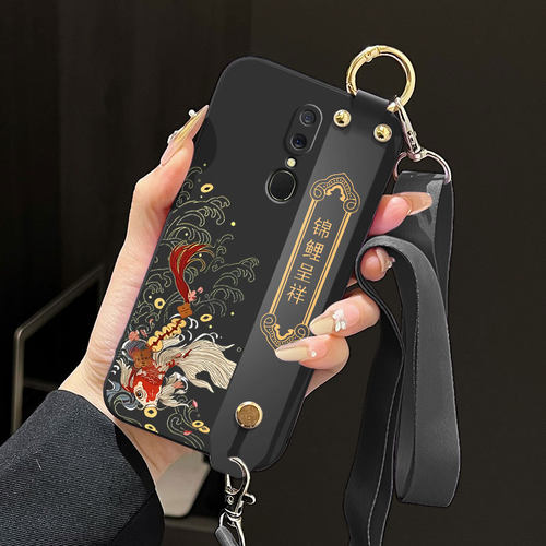 适用oppoA9x手机壳a9液态腕带支架软壳PCAM10中国风opppa吉祥锦鲤好运全包直边斜跨背带保护套防摔磨砂简约潮