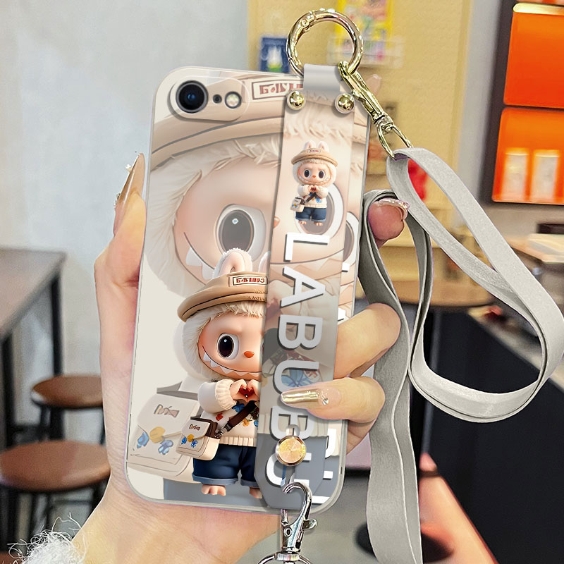 适用于iPhone苹果Se4手机壳se/se(第三代)/se(第二代)液态腕带支架软壳A1723卡通拉布布可爱背带保护套磨砂潮