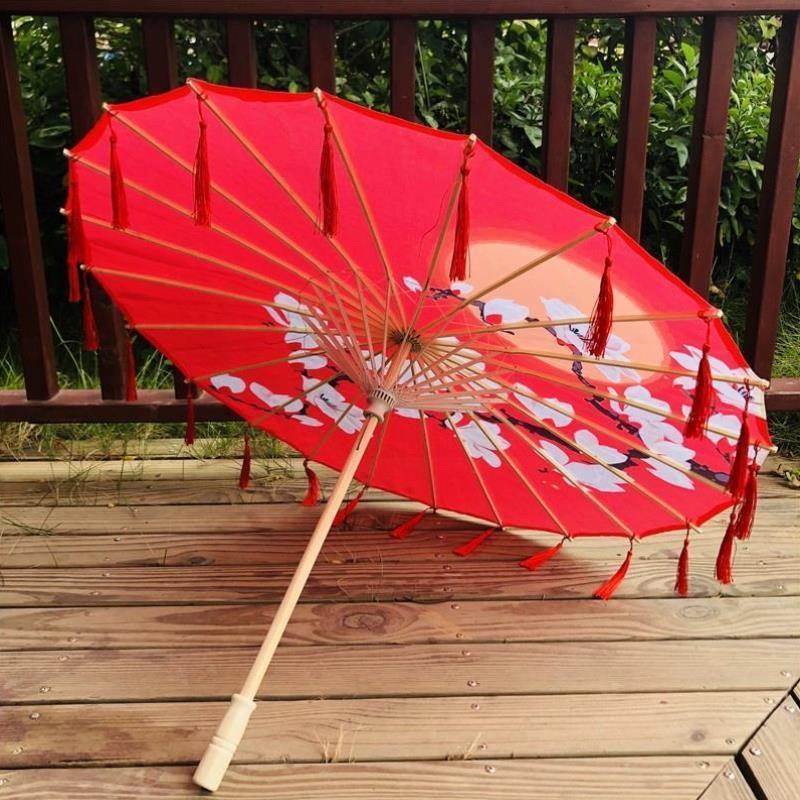古装伞花城cos红伞汉服拍照道具伞古典中国风装饰伞古风流苏伞