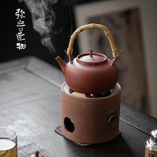 纯手工粗陶煮茶套装 弥言日式 围炉煮茶功夫茶具家用户外碳炉煮茶壶