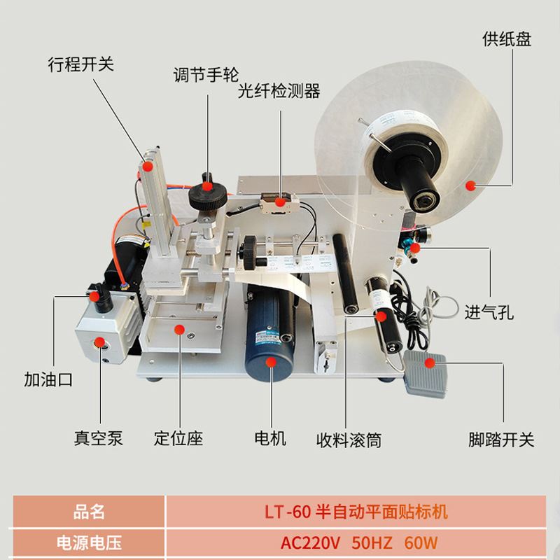 半自动平面贴标机卧式双面贴标机方瓶不干胶贴标签剥离机现货