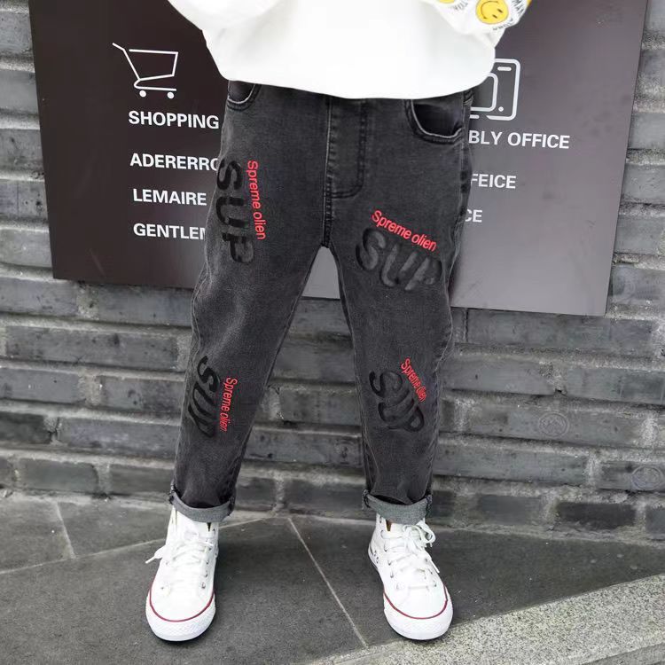 男童弹力牛仔裤春秋款儿