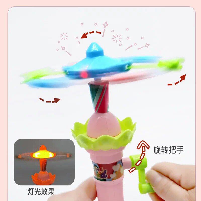 儿童发光闪光手摇旋转木