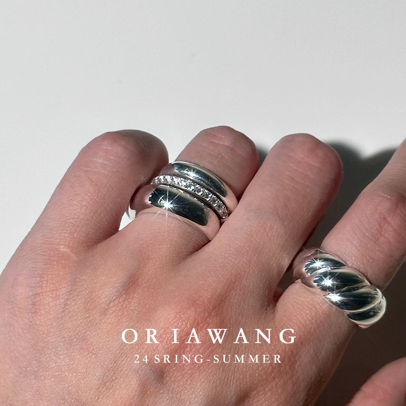 ORIAWANG简约开口S925纯银轻奢高级感经典泥鳅背戒指女小众设计