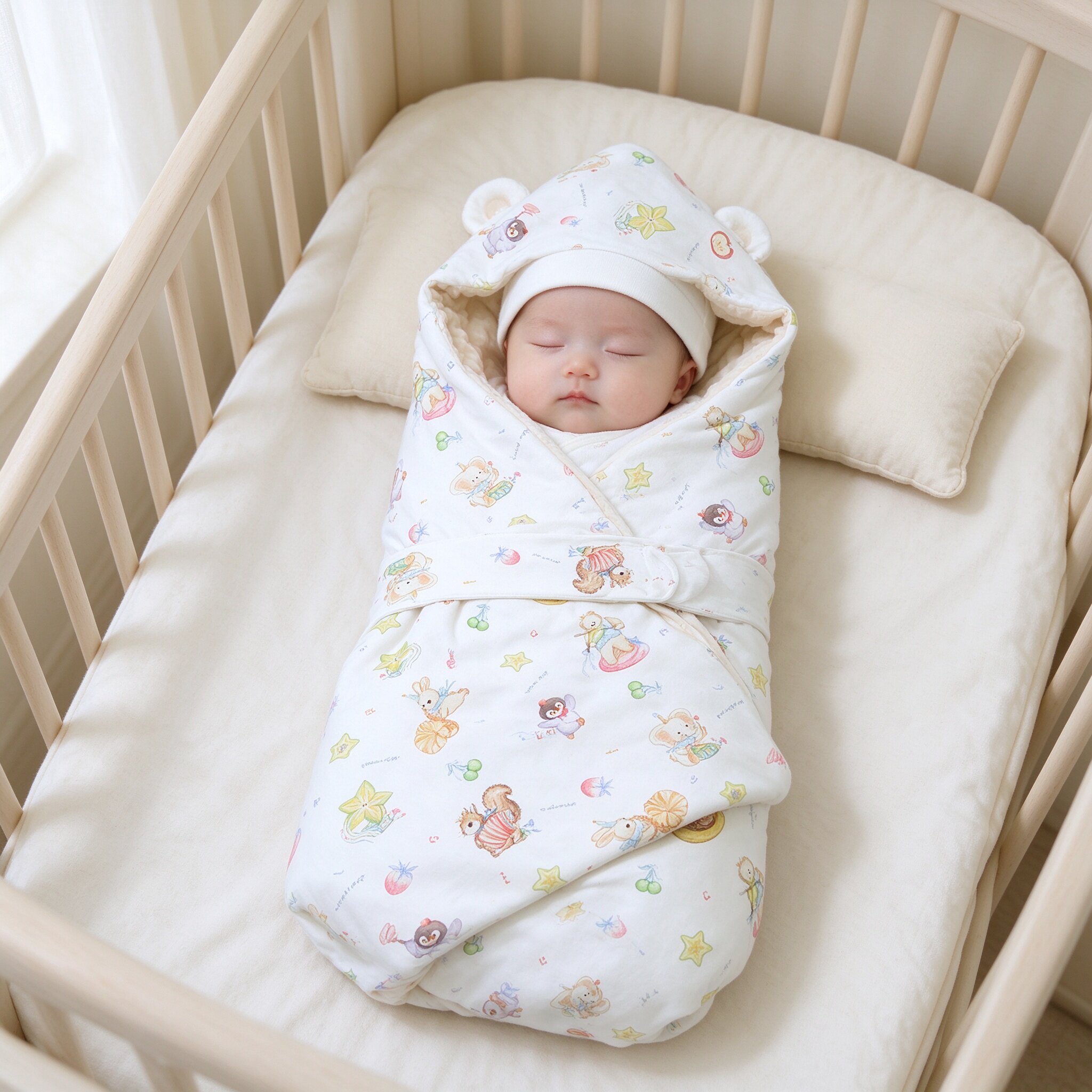 童趣会新生婴儿抱被防风保暖防惊跳高透气卡通印花柔软亲肤
