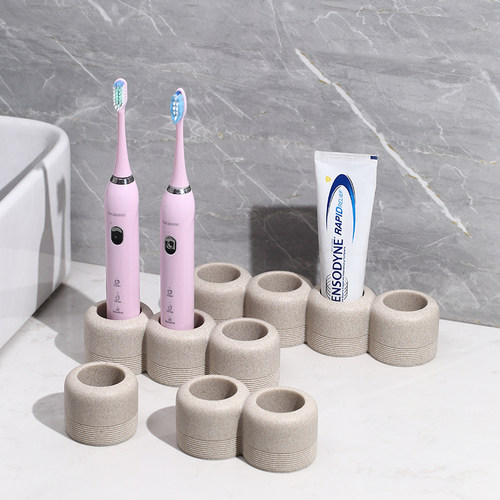 奶油风洗漱台牙刷置物架