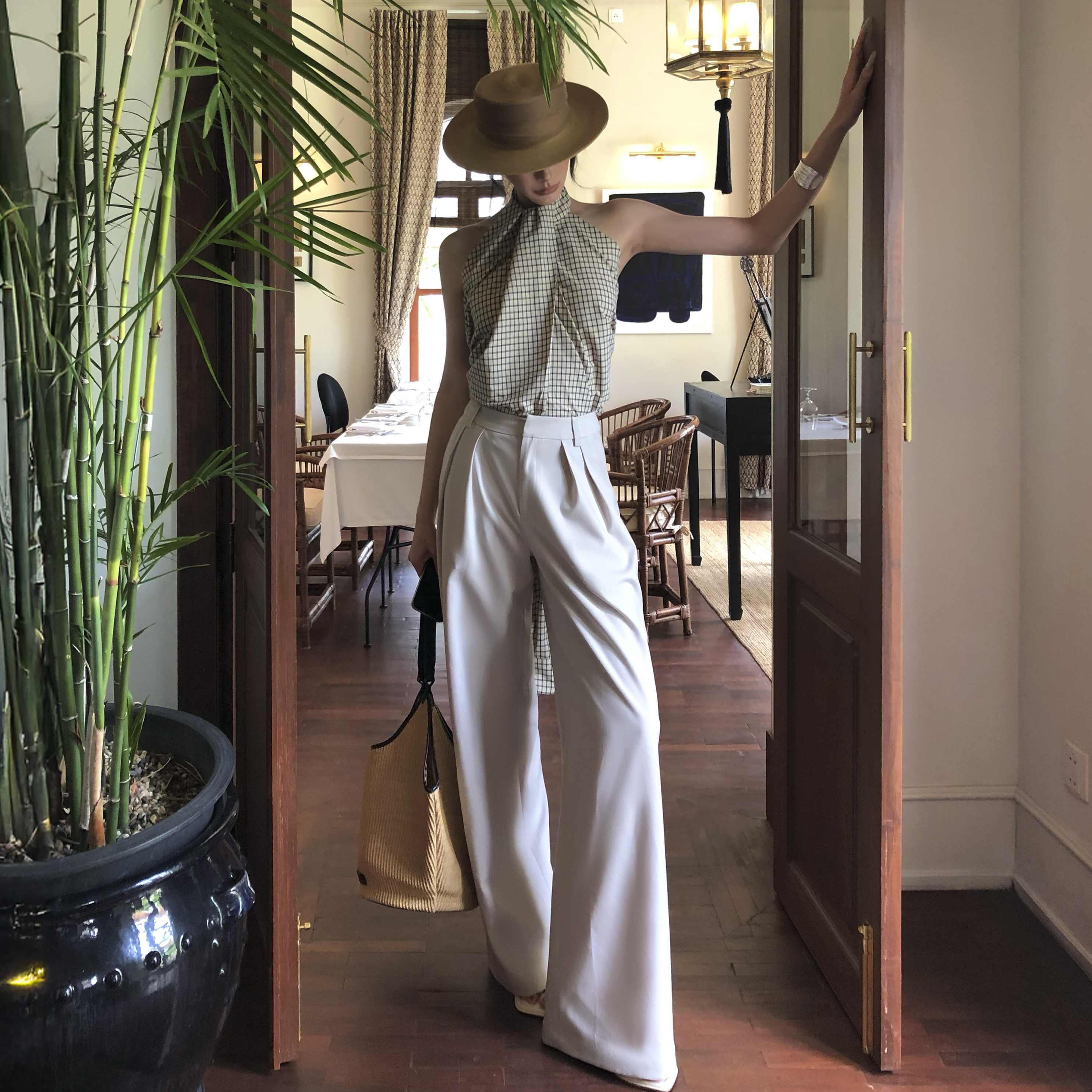 Se flatter 亚麻西裤修身直筒抗皱垂感静奢老钱风长裤