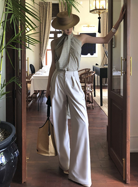 Se flatter 亚麻西裤修身直筒抗皱垂感静奢老钱风长裤