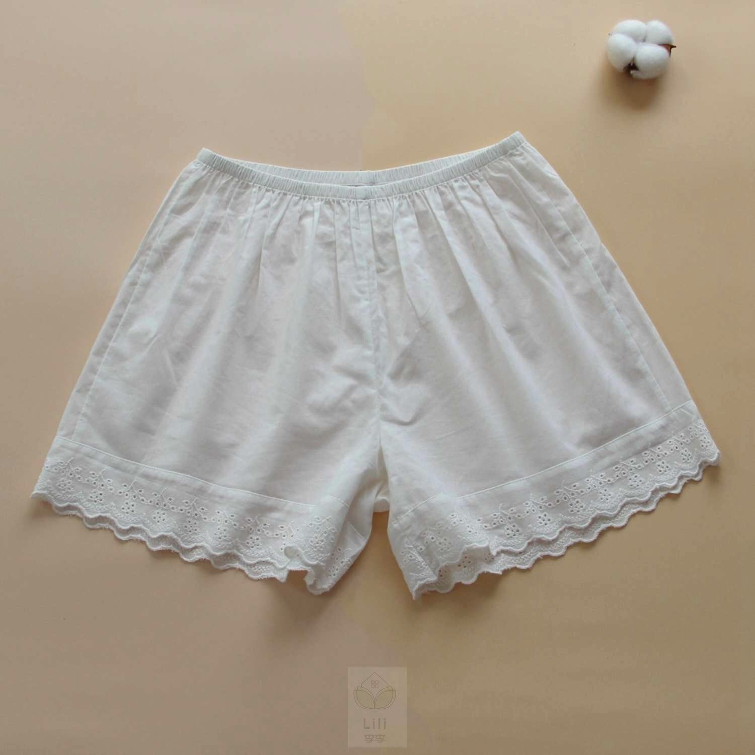 全棉裤女 防走光可外穿夏天薄款棉家居短裤宽松 花边打底裤