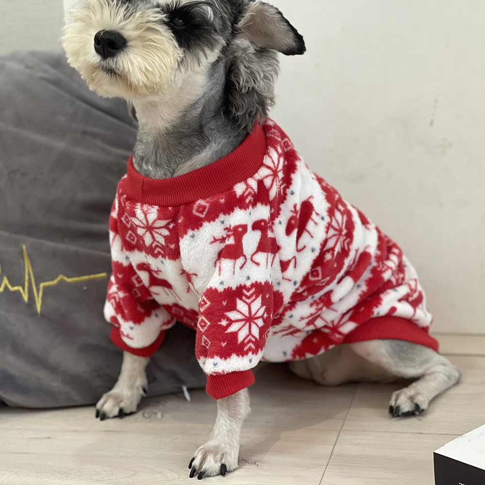 圣诞节狗狗衣服秋冬款宠物猫咪防寒保暖加厚棉服冬装喜庆红色小型