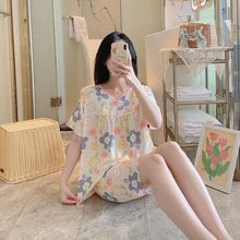 棉绸套装女夏时尚年轻款睡衣棉绸睡衣女夏季显瘦薄款加大码睡衣