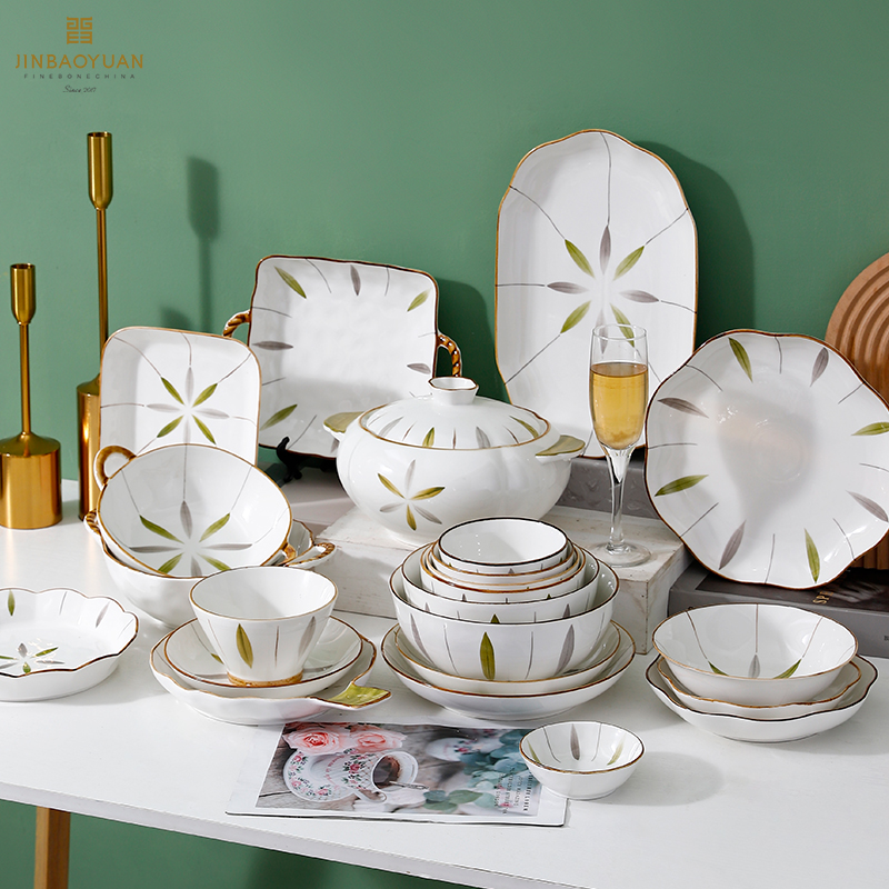 晋宝源咏柳陶瓷餐具套装