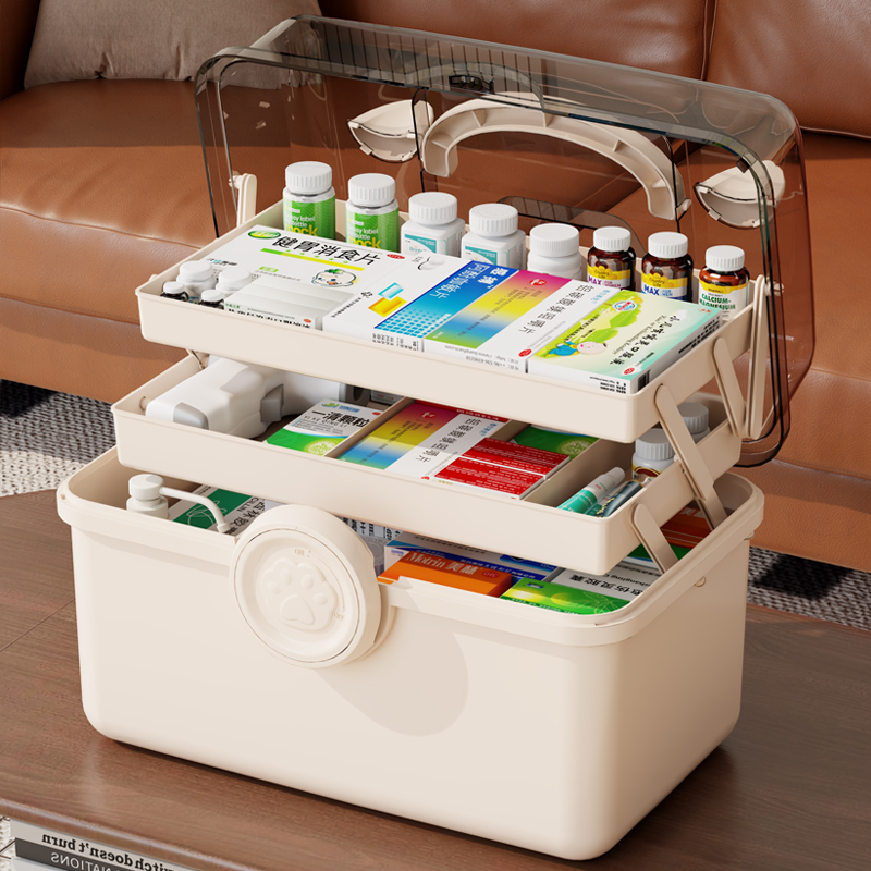 特大多层药箱家用医药箱大容量收纳盒大号透明手提医疗急救药盒