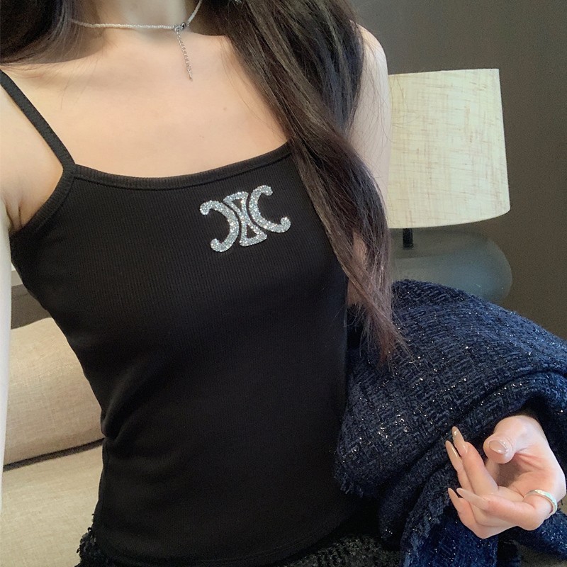 凯旋门性感辣妹背心显瘦烫钻吊带