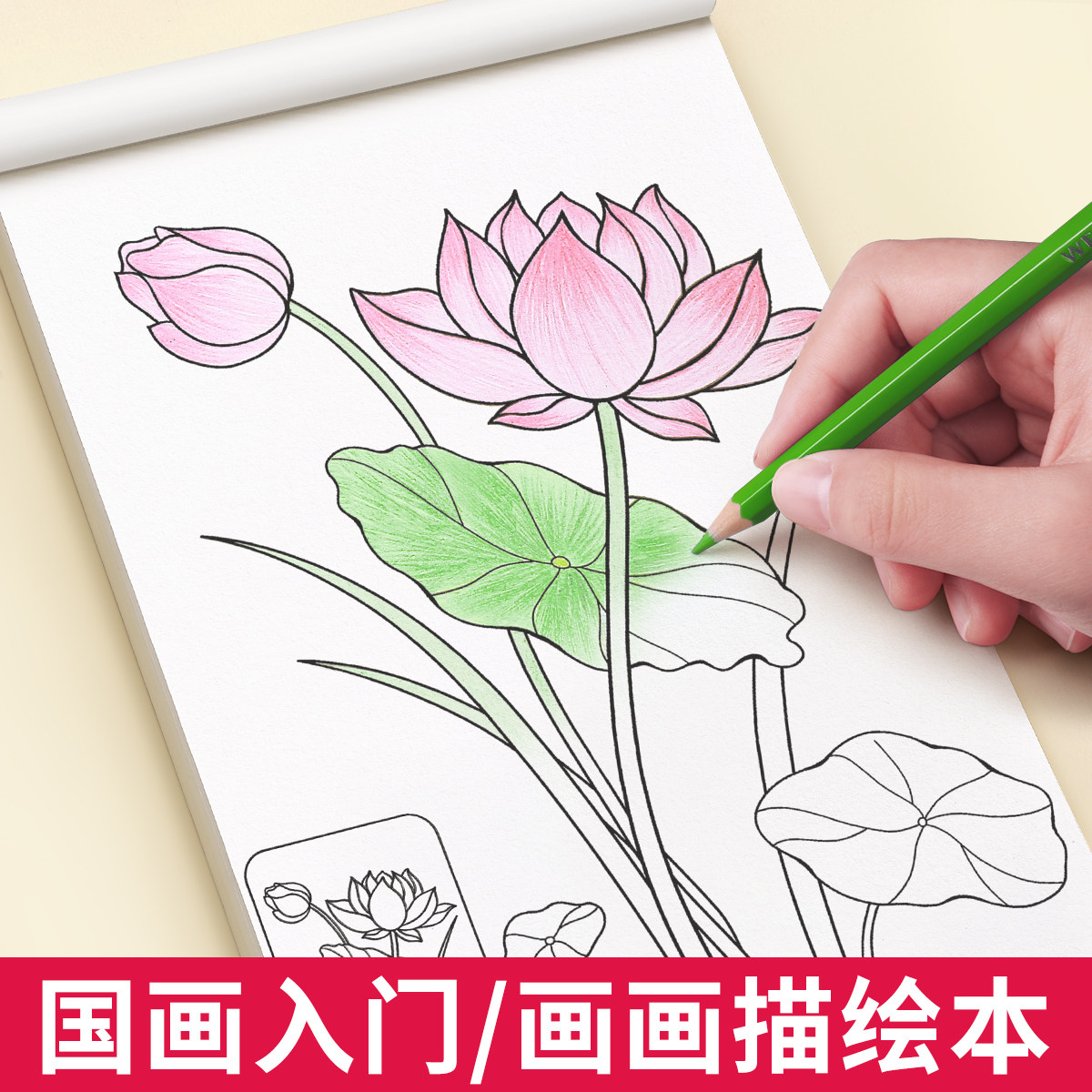 中国画入门儿童线描临摹画册描摹绘画本画画描绘本涂色零基础自学