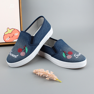 老北京布鞋女高颜值浅口防滑耐磨软底帆布鞋一脚蹬懒人休闲单鞋女