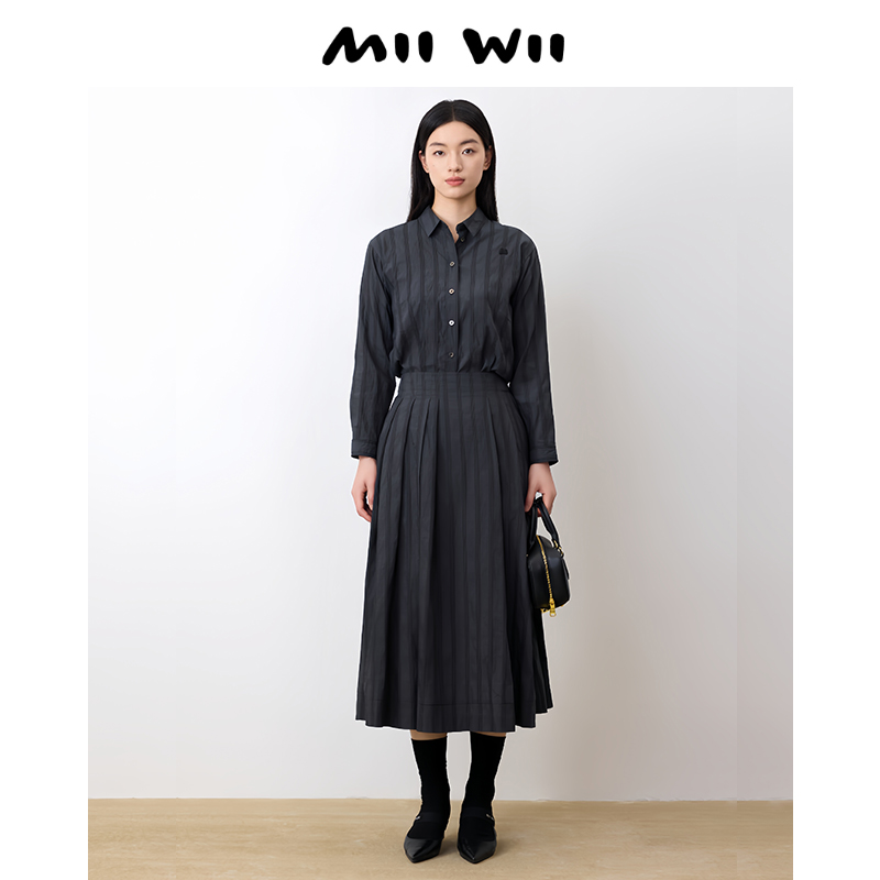 商场同款 末未MIIWII24秋设计感衬衫女上衣气质条纹长袖C243164