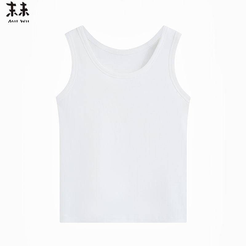 MIIWII末未25秋白色简约背心百搭休闲U领背心内搭上衣女T253134