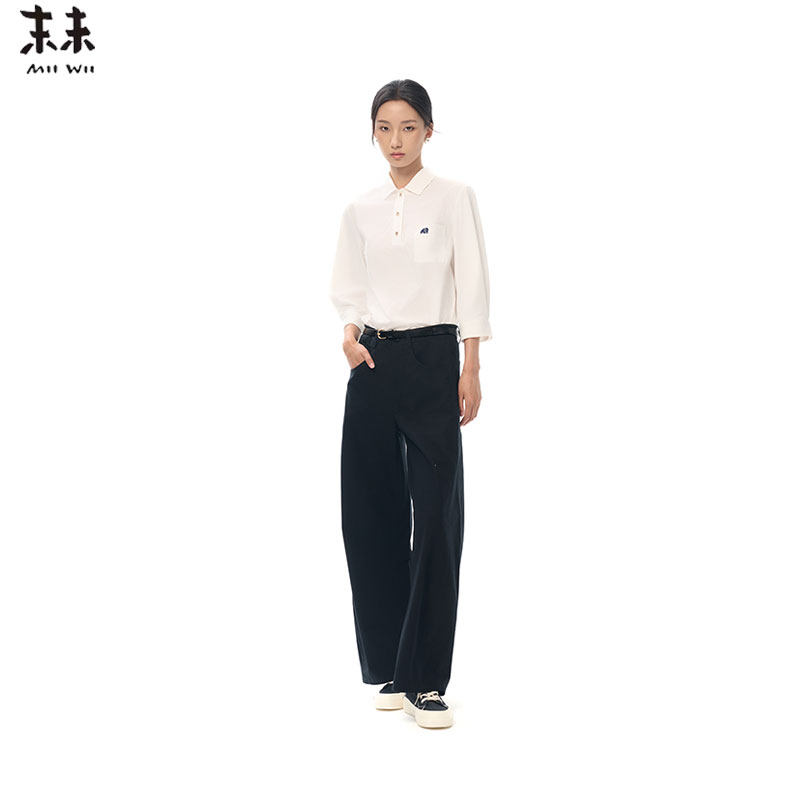 MIIWII末未25秋白色针织拼接高级感简约上衣针织polo衫C253119,女装/女士精品,衬衫,淘宝优惠券,粉丝福利购,淘宝优惠卷