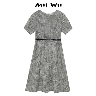 末未全棉黑白小点连衣裙