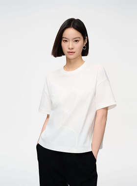 MIIWII末未25夏白色圆领简约T恤百搭上衣慵懒宽松短袖女T252506