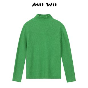 末未MIIWII23冬草绿色全羊毛套头衫 清仓 女X234512 断码