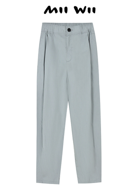 商场同款末未MIIWII24夏裤子女全棉长裤灰纯棉休闲裤K242718