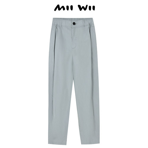 商场同款末未MIIWII24夏裤子女全棉长裤灰纯棉休闲裤K242718