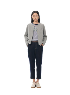 MIIWII末未25秋浅灰色简约圆领外套通勤法式短款外套女W253203