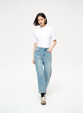 MIIWII末未25春白色高弹半高领针织上衣T251136