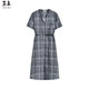 MIIWII末未25夏黑白格纹v领收腰显瘦知识分子风连衣裙女L252537