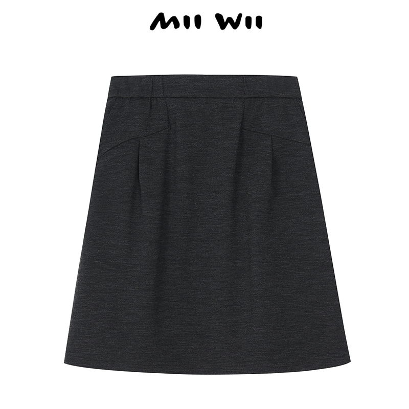 MIIWII/末·未深灰针织呢半裙