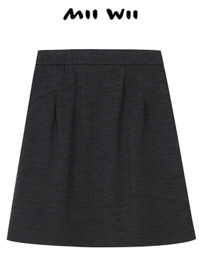 【断码清仓】末未MIIWII23冬深灰针织呢半裙Q234203女士