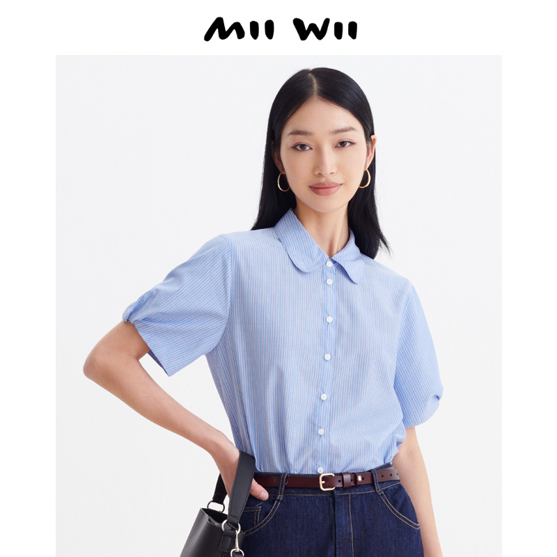 MIIWII/末·未蓝条衬衫