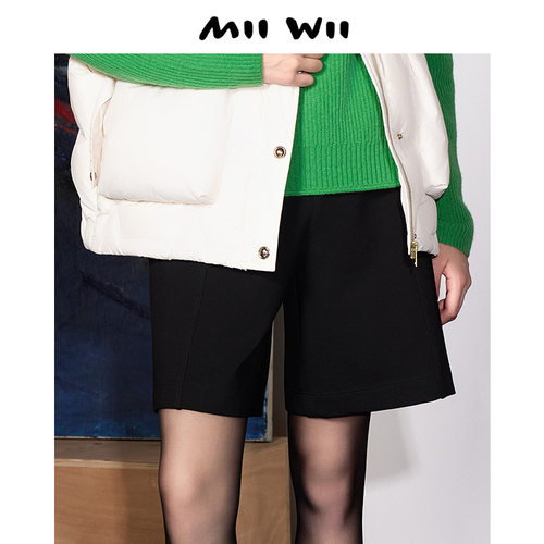 MIIWII/末·未黑色拉绒五分裤