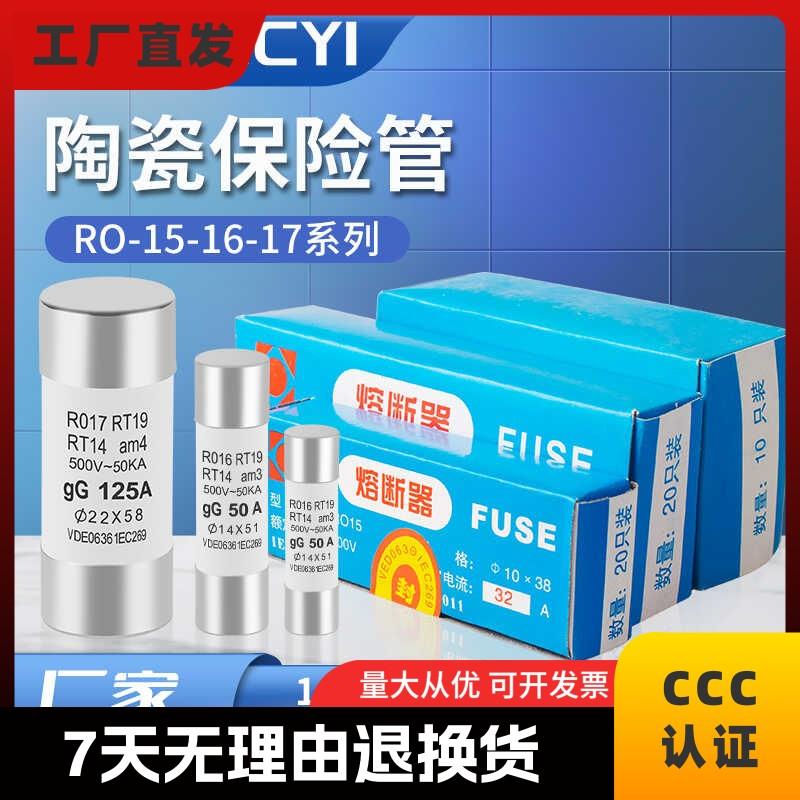 德力西RO15熔断器10*38陶瓷保险丝管1A6A10A1632A熔芯RT18RT14R01