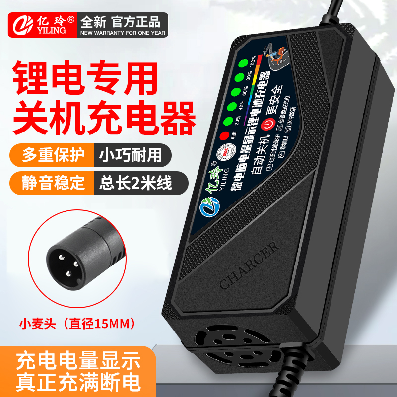 锂电池充电器48V12AH电瓶车2A适用艾玛54.6V3A爱玛电动车5A伏