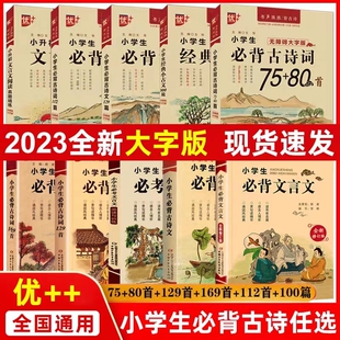 80首169首古诗文129篇必考文言文阅读真题精炼全新修订部编人教版 小学生必背古诗词75 语文新教材古诗文言文课外阅读 全新大字版 优