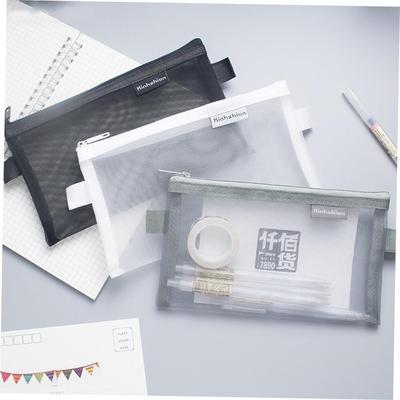Simple Transparent Mesh Pencil Case Office Student Pencil Ca