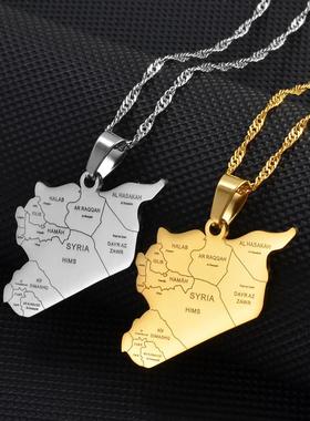 Stainless steel World City Map pendant necklace地图吊坠项炼