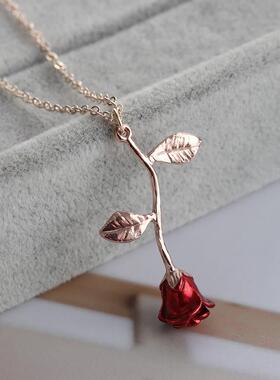 Rose Flower Pendant Necklace Valentine Gifts Women Jewelry