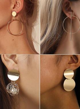 LATS New Fashion Round Dangle Korean Drop Earrings for Women