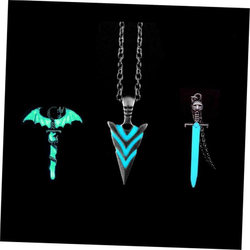 Glow In The Dark Pike Necklace for Women Men Halloween Gift