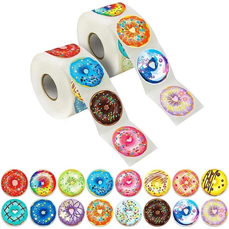 100-500PCS Round Donut Stickers Homemade Bakery Baking Color