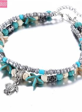 Bohemian Handmade Beads Starfish Anklets Beach Foot Jewelry