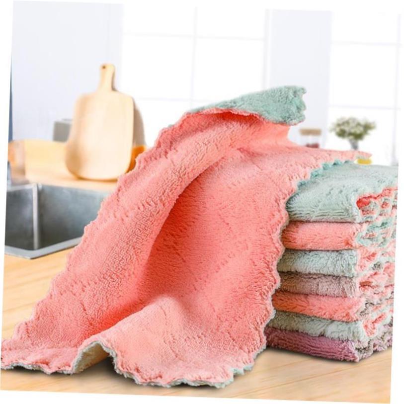 Double-layer Absorbent Microfiber Kitchen Dish Cloth towel
