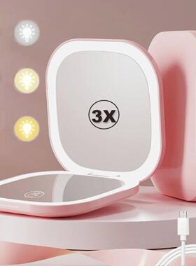 Compact Led Makeup Mirror With Light 1X/3X Magnifying Pocket